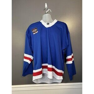 TRON Jersey Shirt Mens L XL Blue Red White Hockey Mesh V-Neck Long Sleeve New